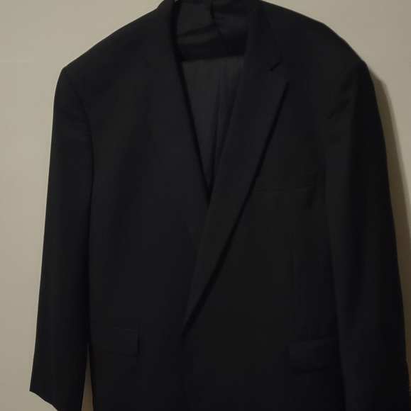 Joseph A Banks pinstripe Wool suit 50R pants 42x32k dark charcoal grey stripes - Picture 2 of 7